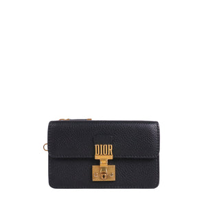 DIOR - Portefeuille Clutch Dior en cuir grainé noir