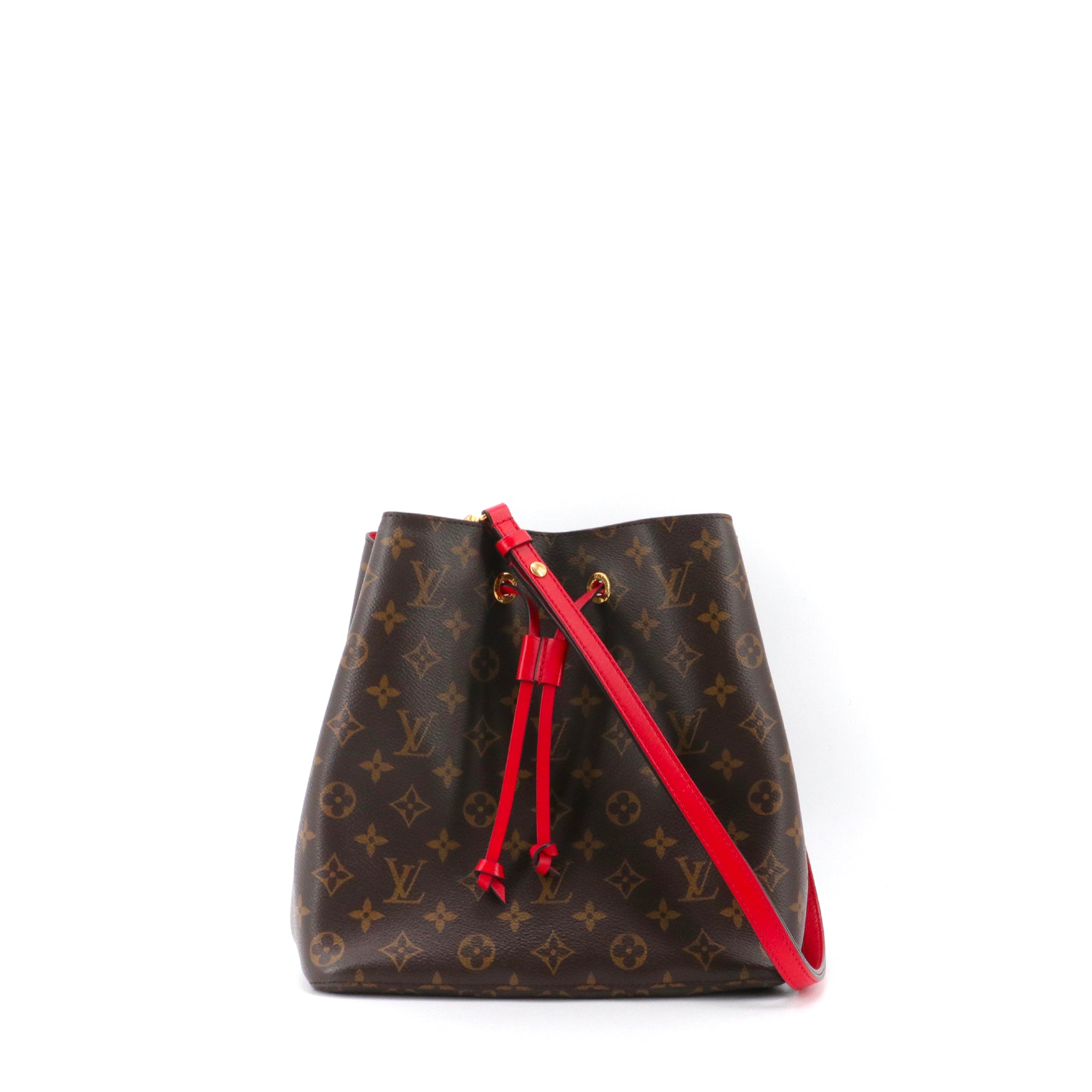 LOUIS VUITTON - Sac à épaule NéoNoé MM Louis Vuitton en toile monogramme et cuir rouge coquelicot
