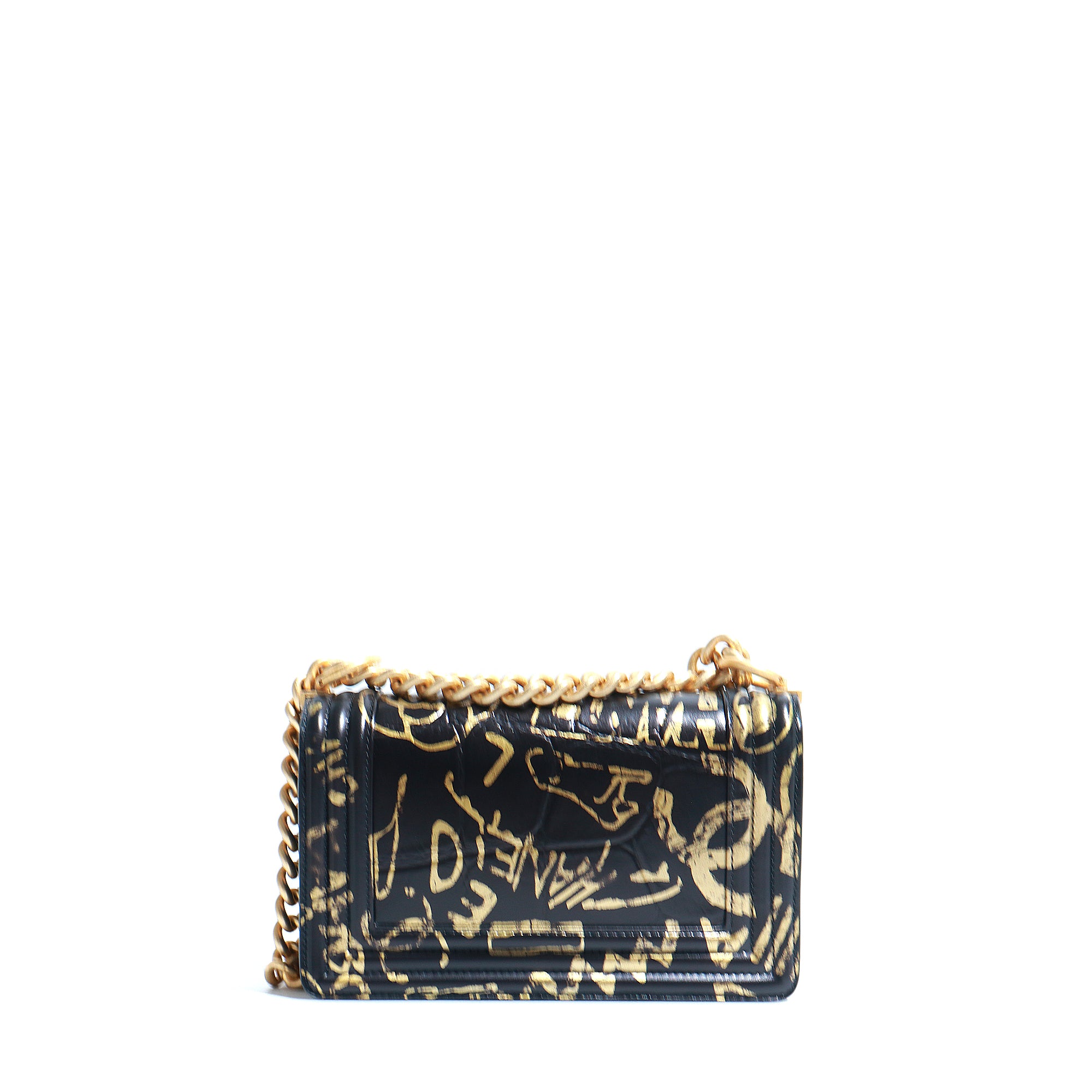 CHANEL - Sac à bandoulière Boy Small édition limitée Graphiti en cuir noir