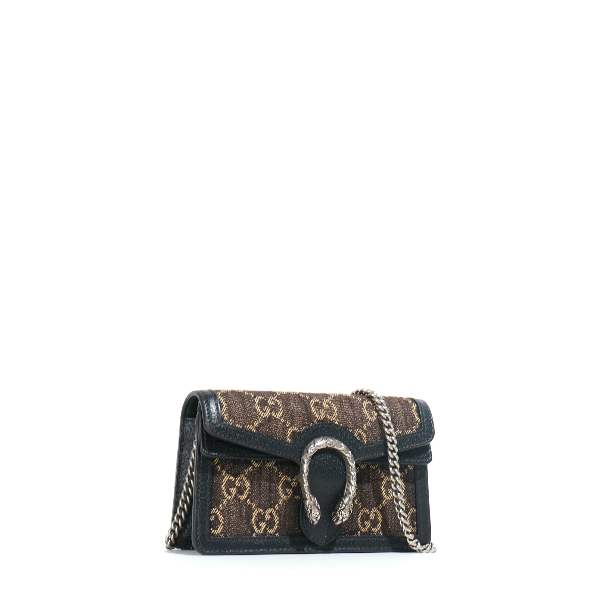 GUCCI - Sac à bandoulière Dionysus super mini en cuir noir et denim