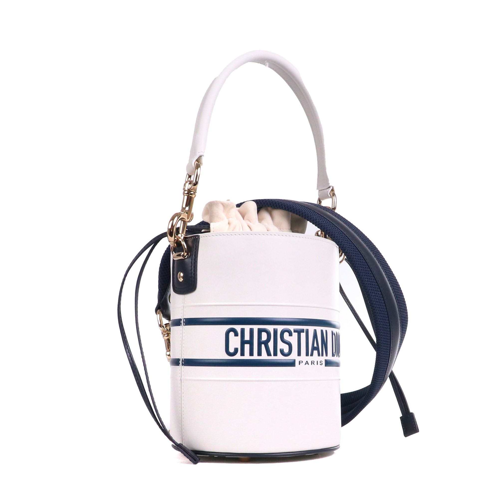 DIOR - Roller shoulder bag in navy blue grained leather