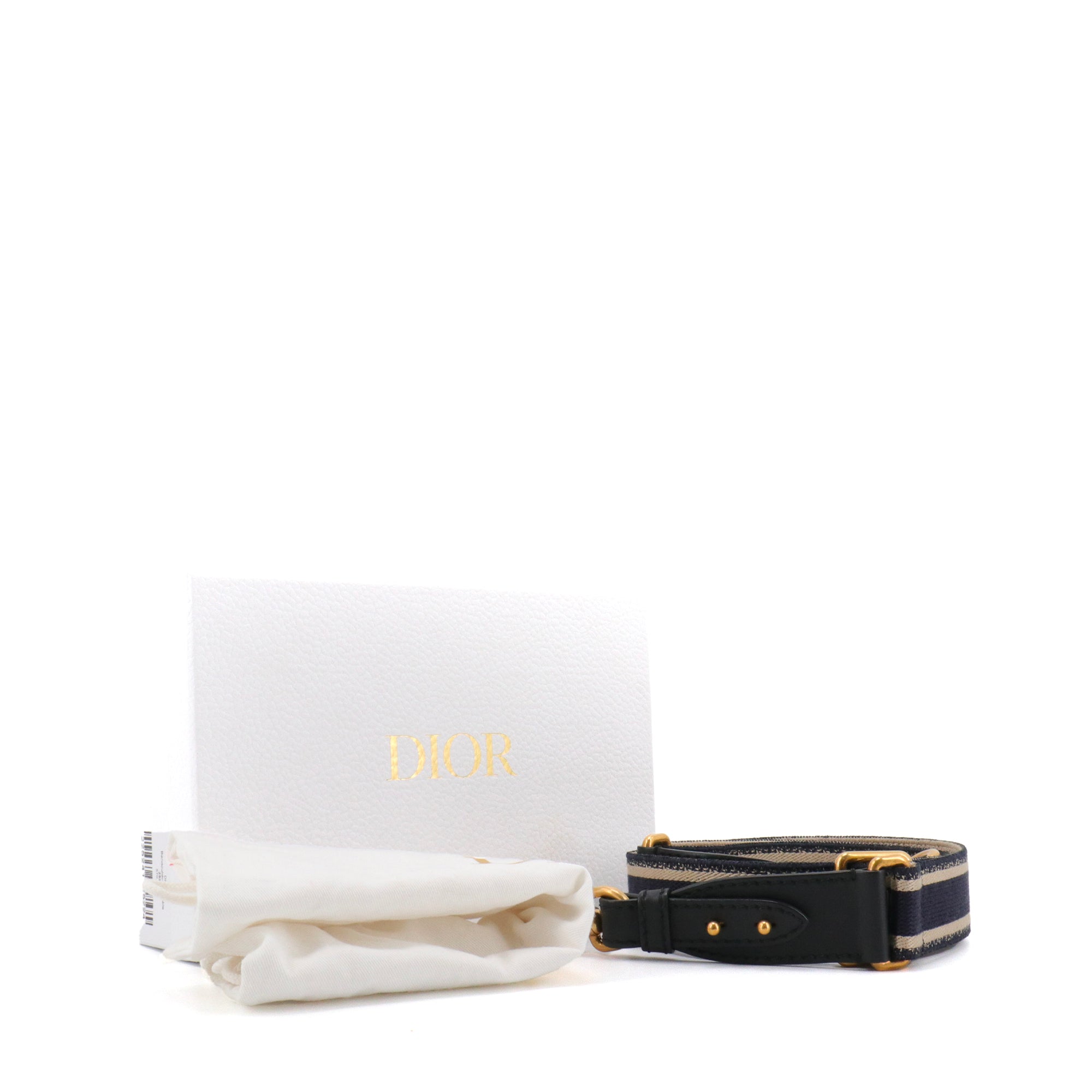 DIOR - Bandoulière ajustable avec anneau Dior en coton bleu marine