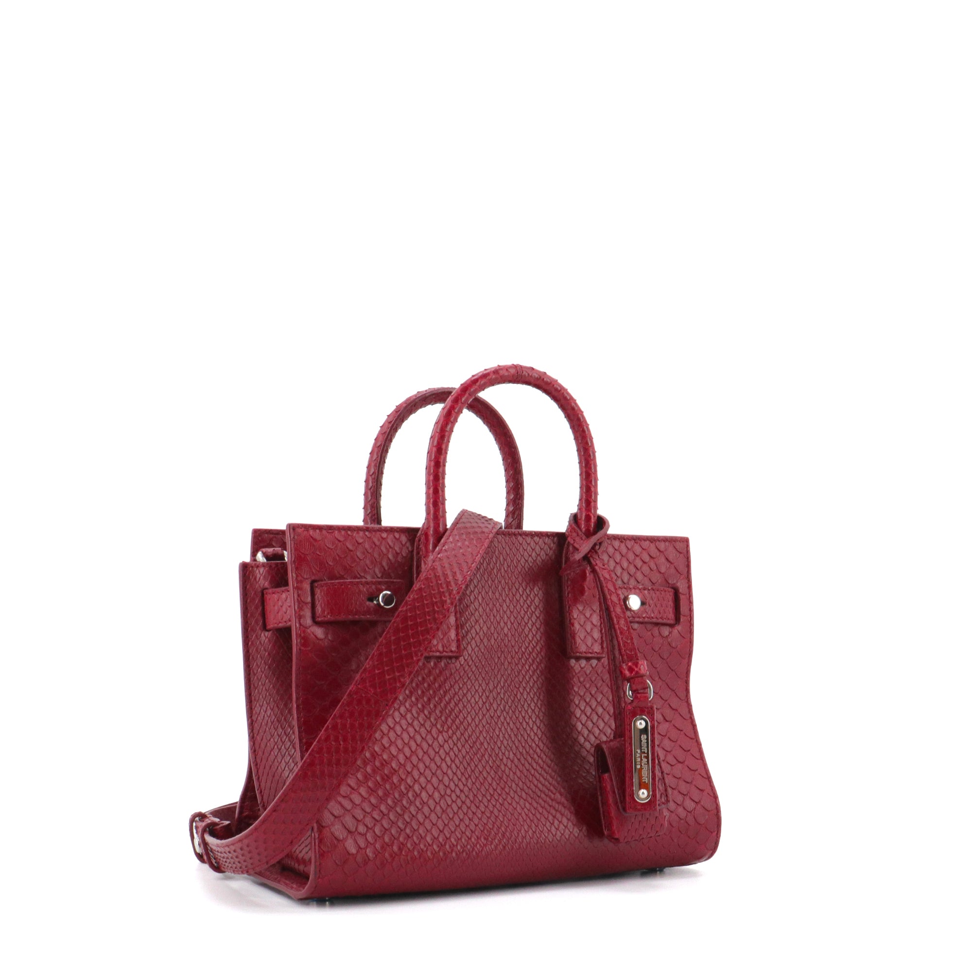 SAINT LAURENT - Sac De Jour Nano Saint Laurent en python bordeaux