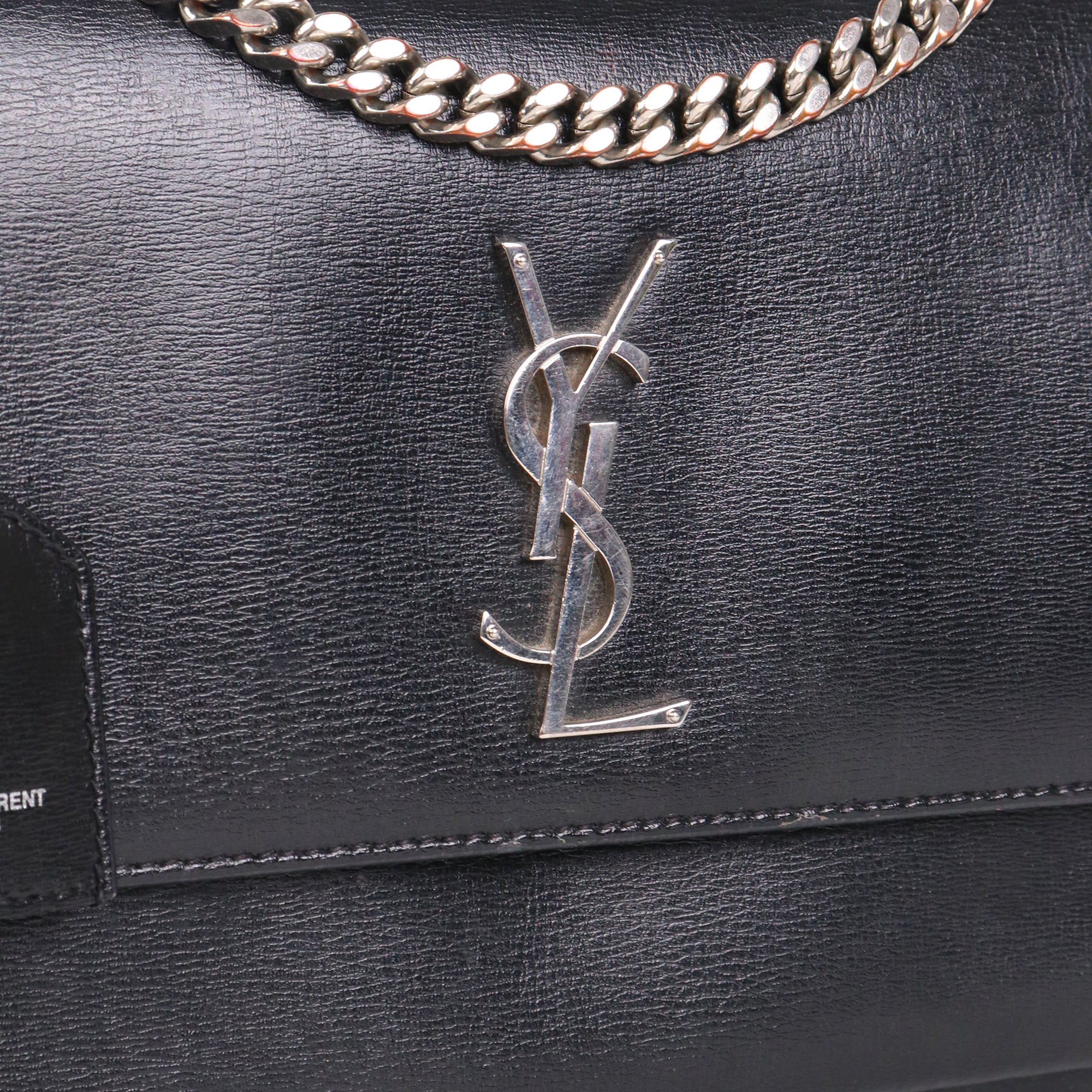 SAINT LAURENT - Medium Sunset shoulder bag in black crocodile-embossed leather