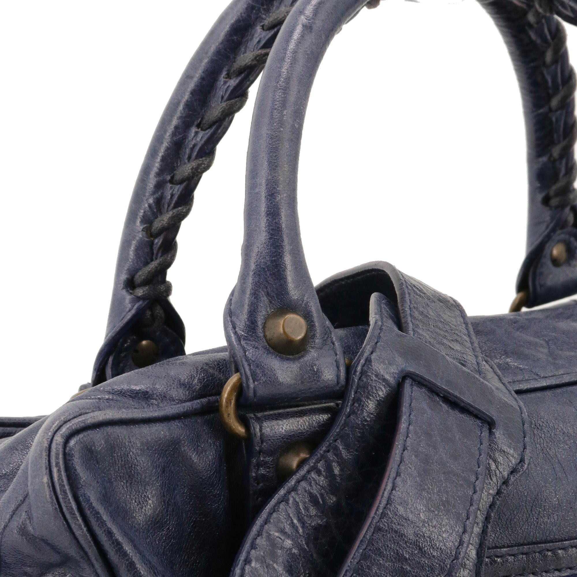 BALENCIAGA - Balenciaga City handbag in navy blue leather