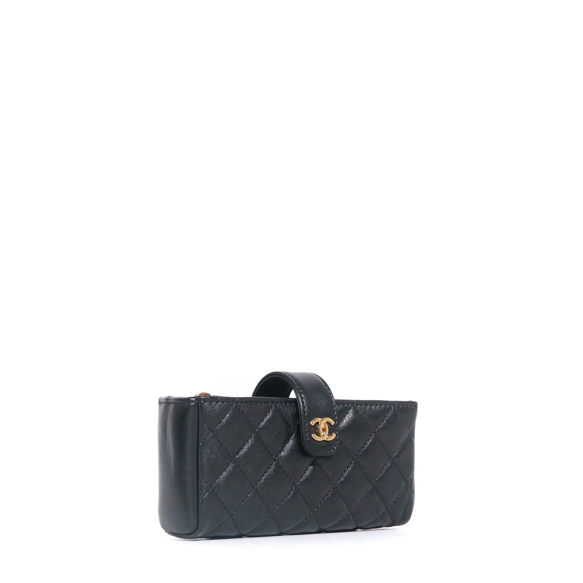 CHANEL - Portefeuille Mini Clutch Classique/Timeless en cuir lisse noir