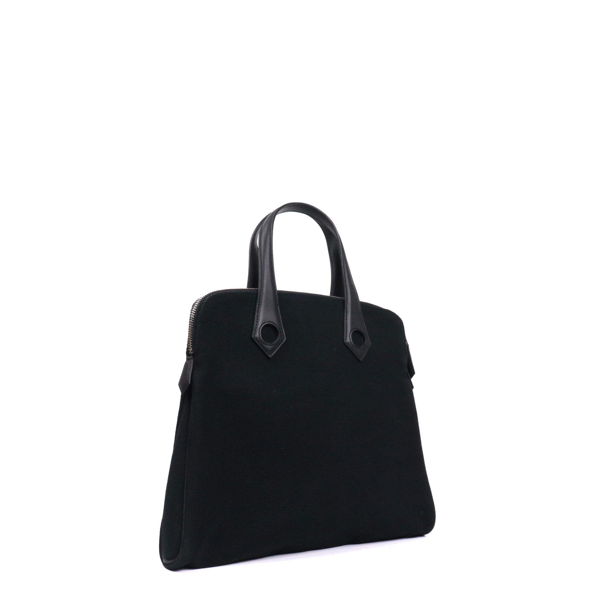 HERMÈS - Sac à main Ibu Hermès en toile noire