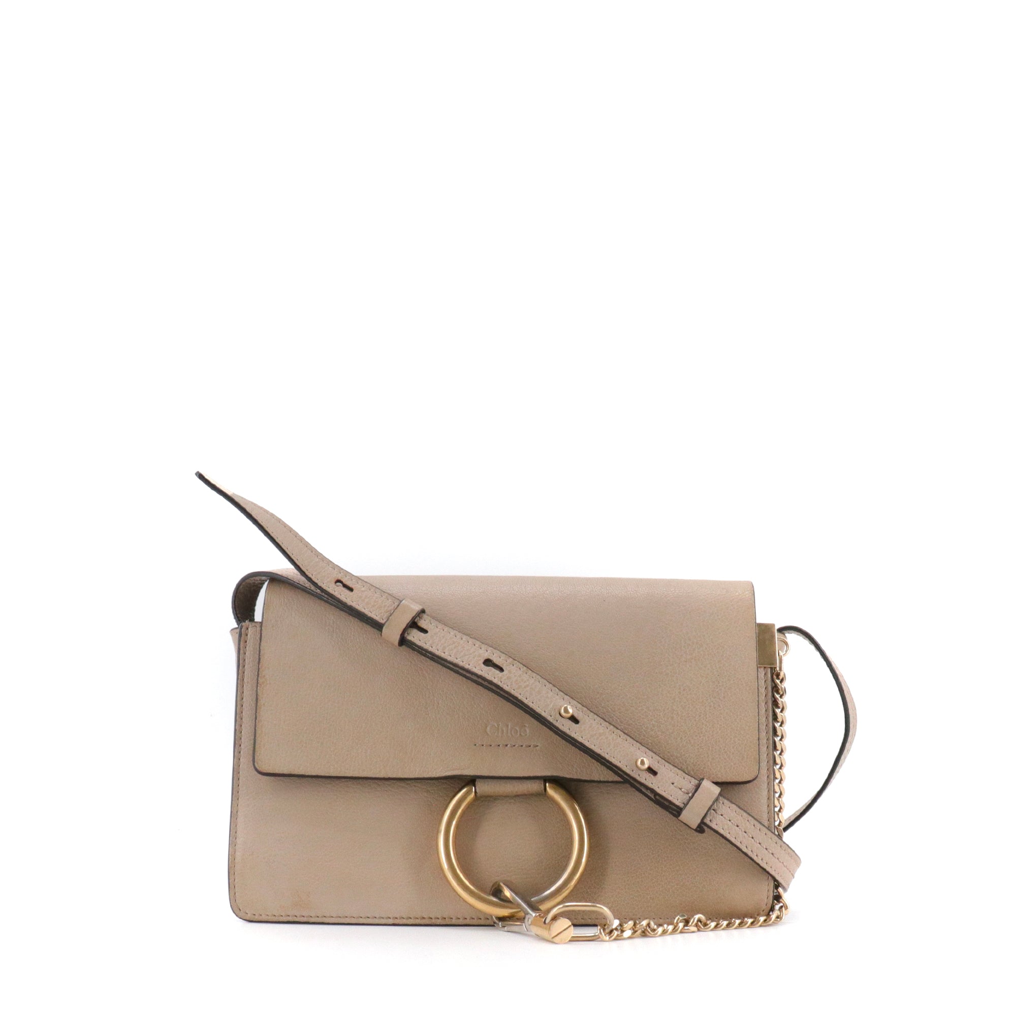 CHLOÉ - Chloé Faye PM shoulder bag in taupe grained leather