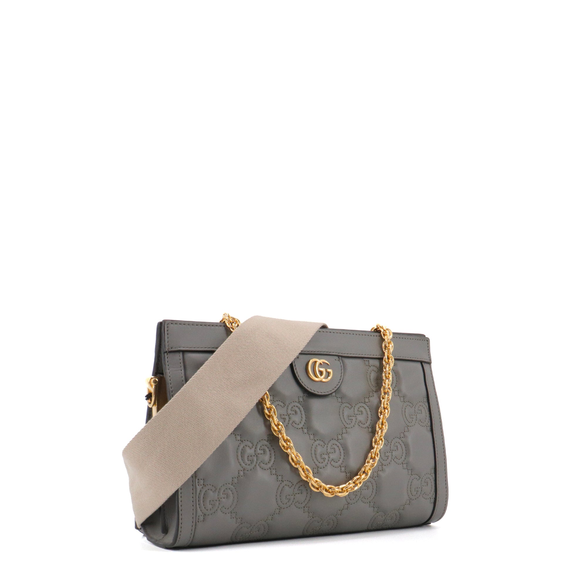 GUCCI - GG Gucci shoulder bag in gray quilted leather