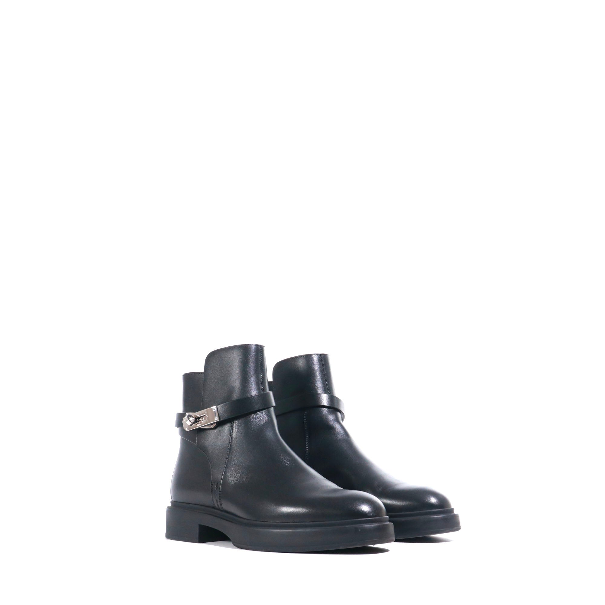 HERMÈS - Bottines Veo Hermès en cuir noir (T39,5)