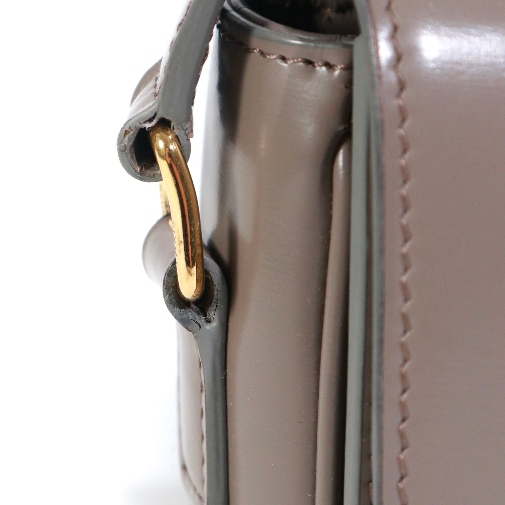 CELINE - Sac à bandoulière Triomphe teen Celine en cuir box gris galet