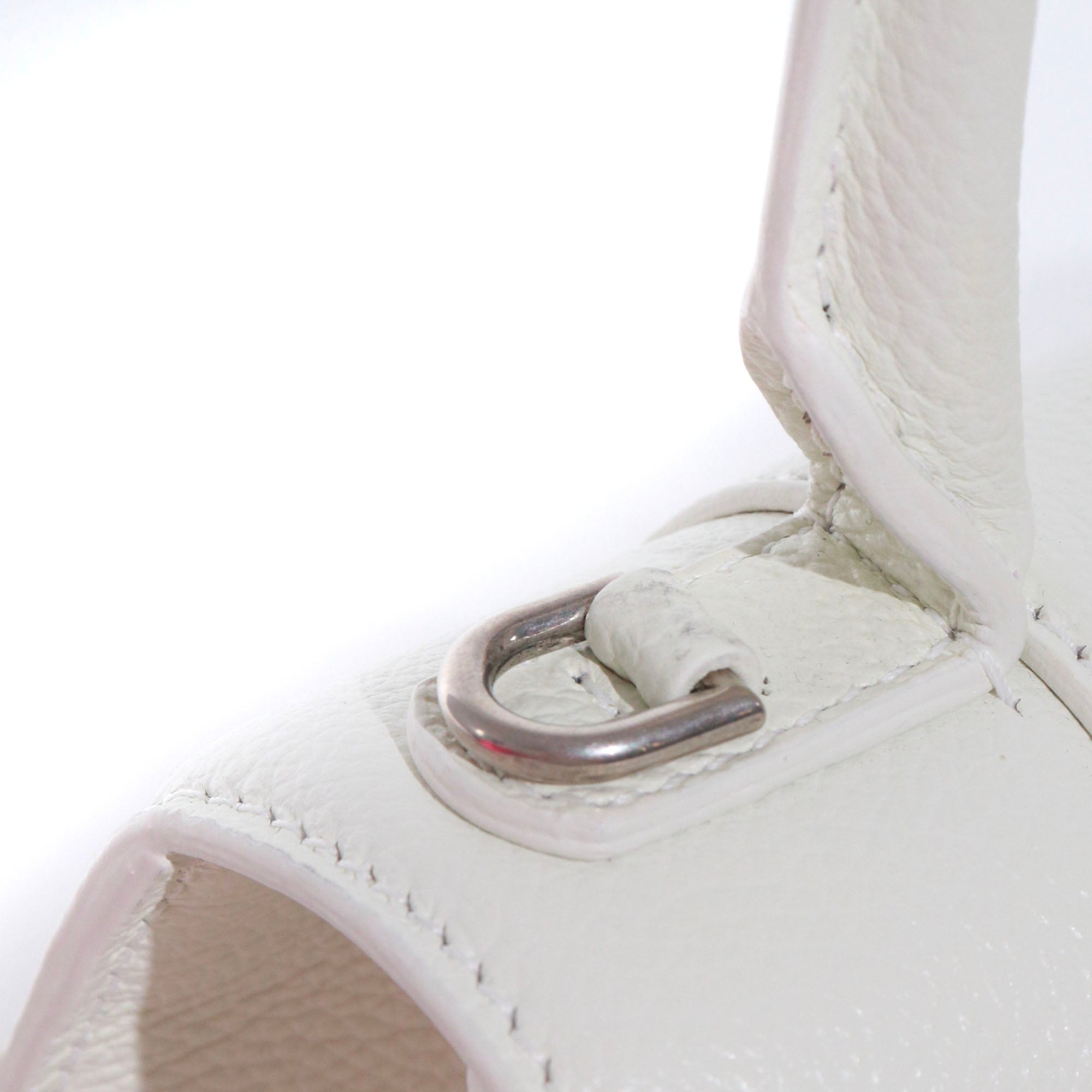 BALENCIAGA - Hourglass Balenciaga Small Size shoulder bag in white grained leather