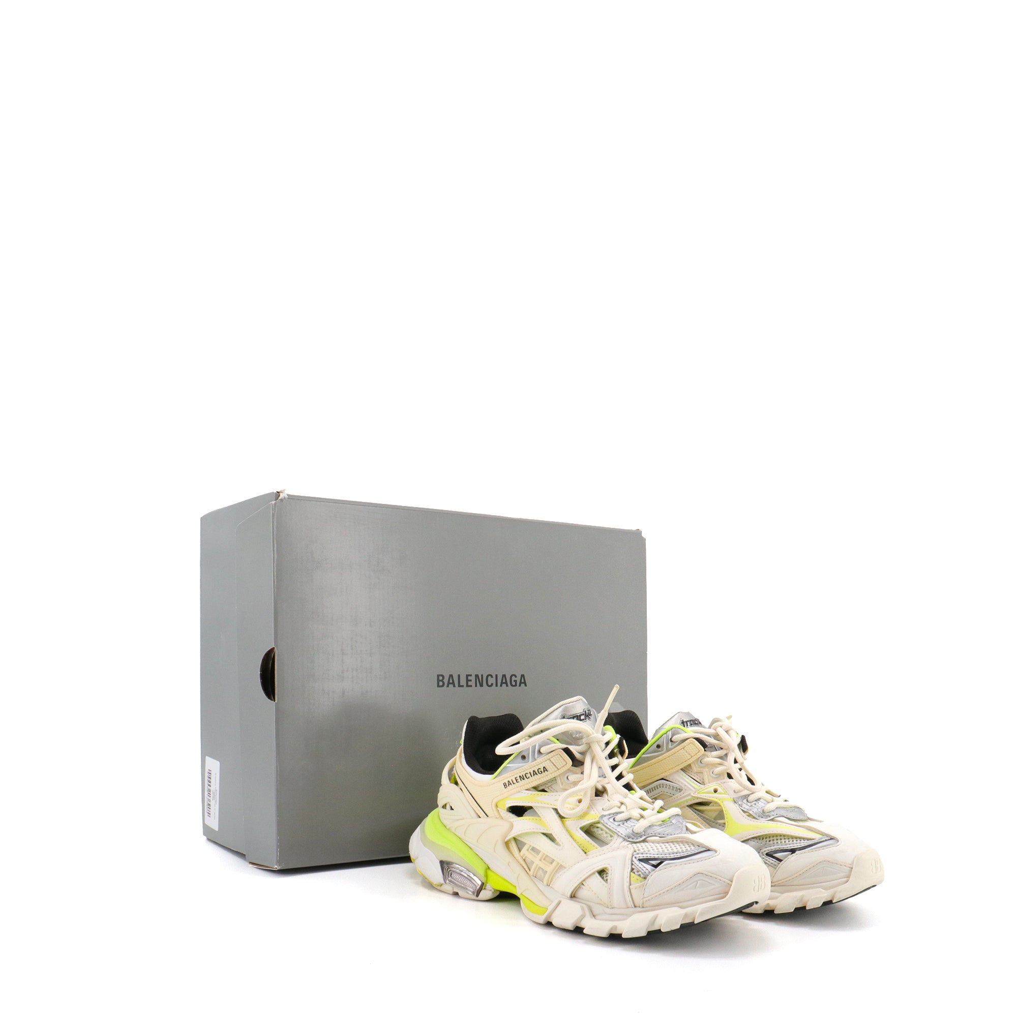 BALENCIAGA - Sneakers Track Balenciaga en cuir et toile blanche et verte (T38)
