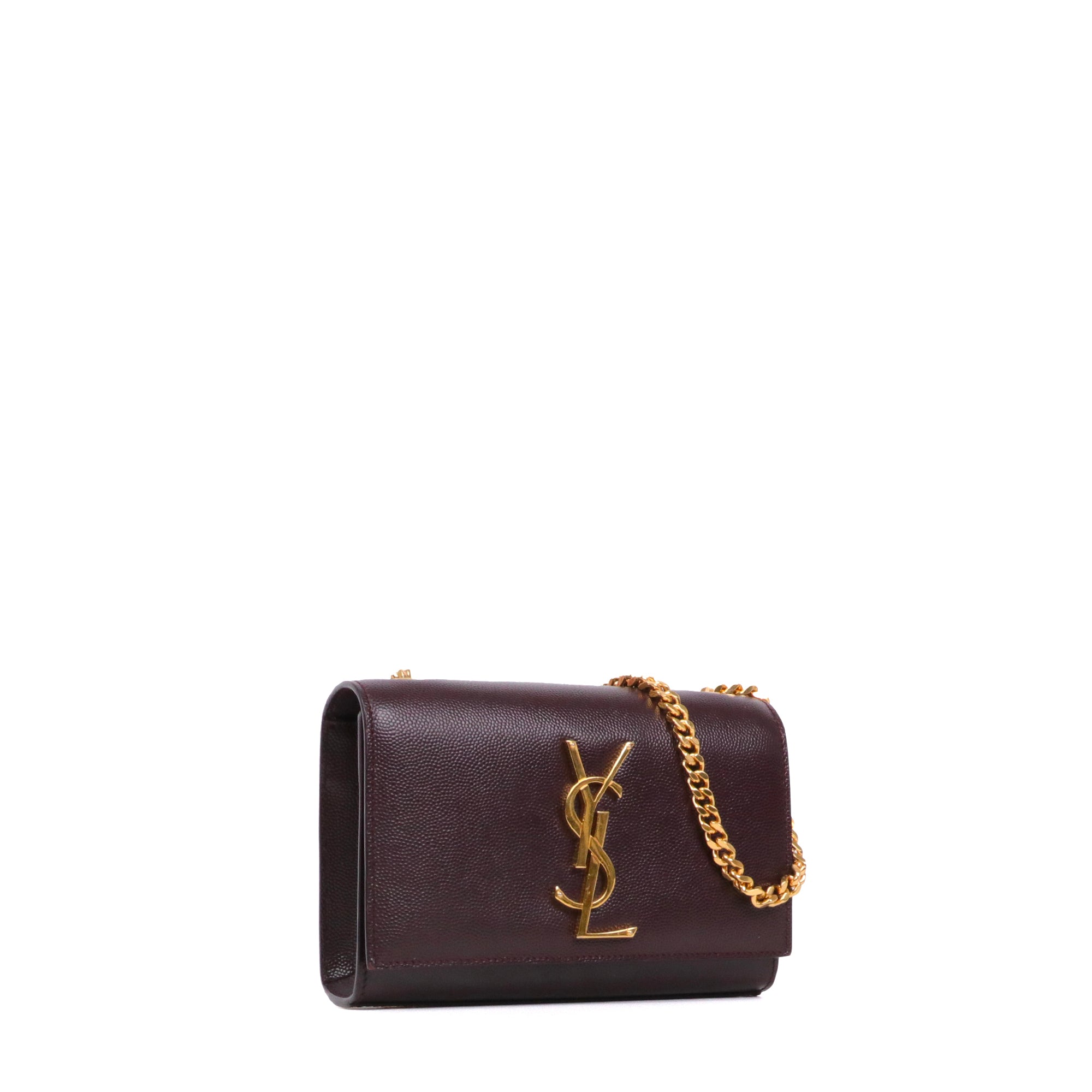 SAINT LAURENT - Sac à bandoulière Kate mini Saint Laurent cuir grainé bordeaux