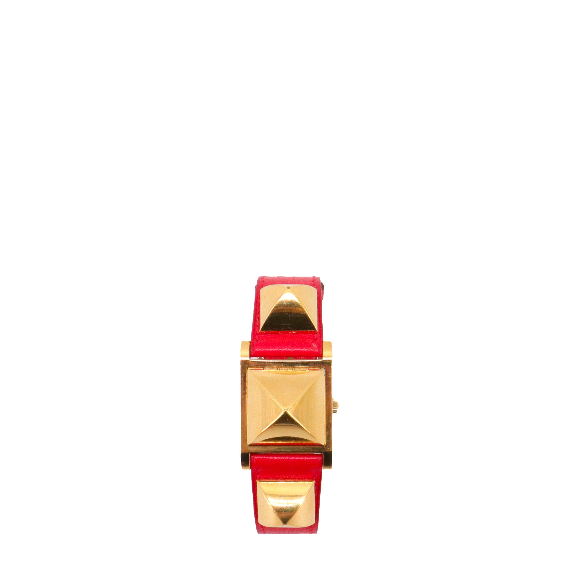 HERMÈS - Médor PM Hermès watch in red leather 