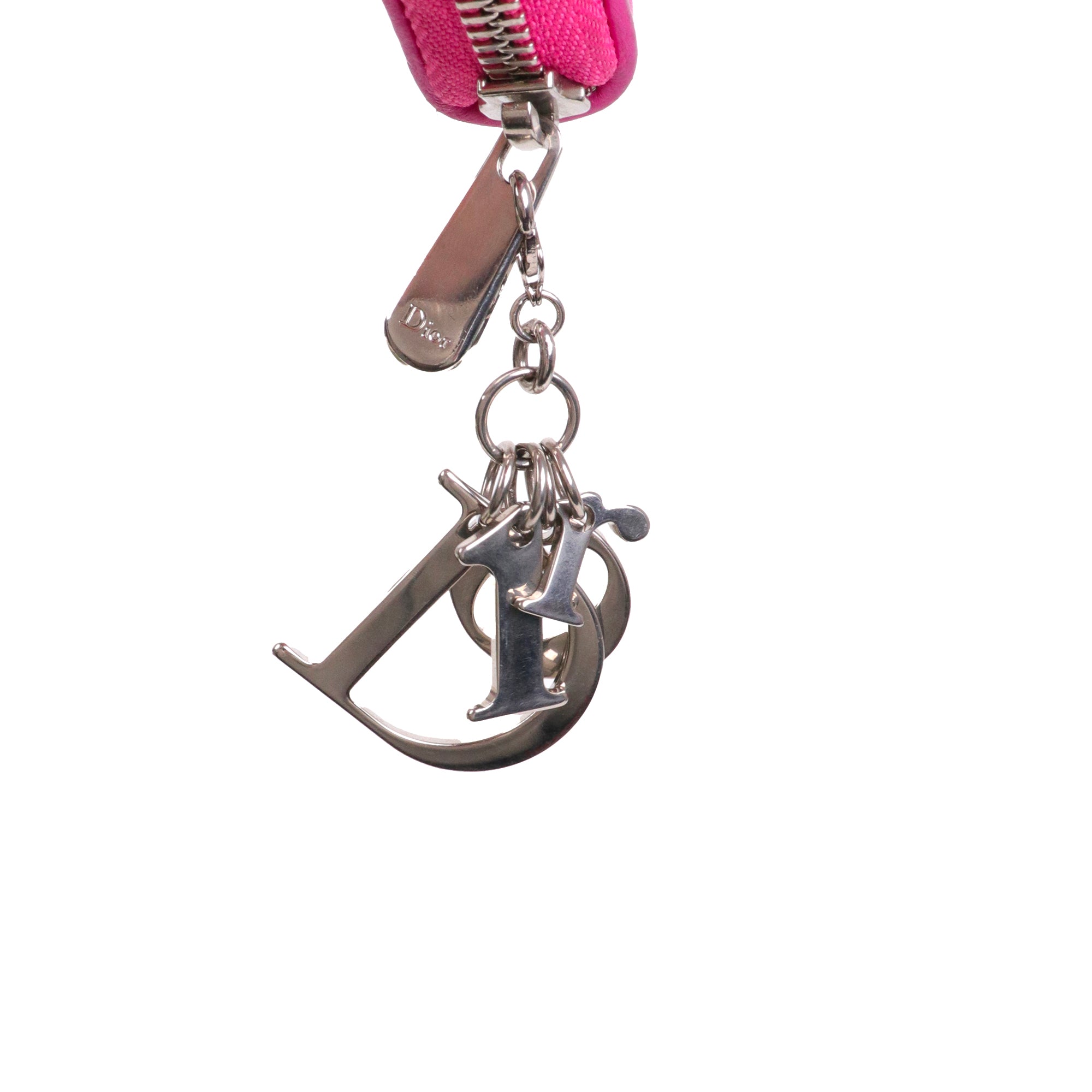 DIOR - Porte-monnaie Voyageur Lady Dior en cuir cannage rose