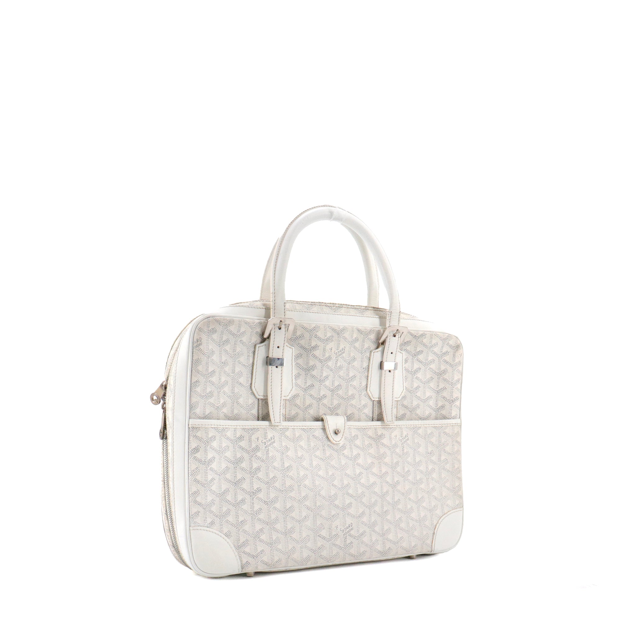 GOYARD - Porte-documents Ambassade Goyard en toile enduite monogrammée blanche