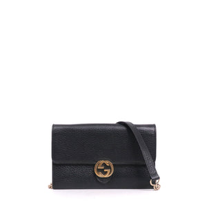 GUCCI - Interlocking shoulder bag in pink grained leather