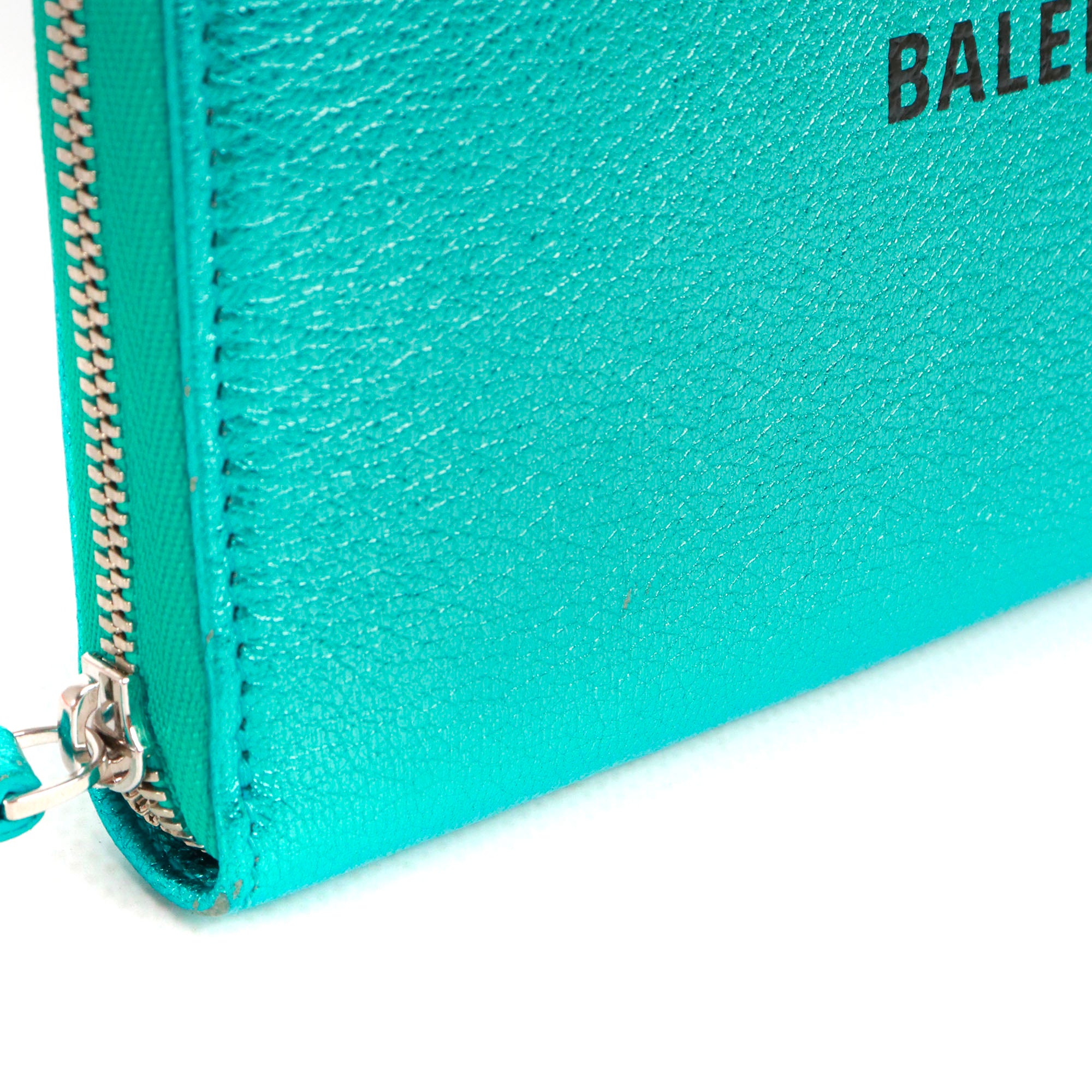 BALENCIAGA - Portefeuille Ville Balenciaga en cuir grainé bleu irisé