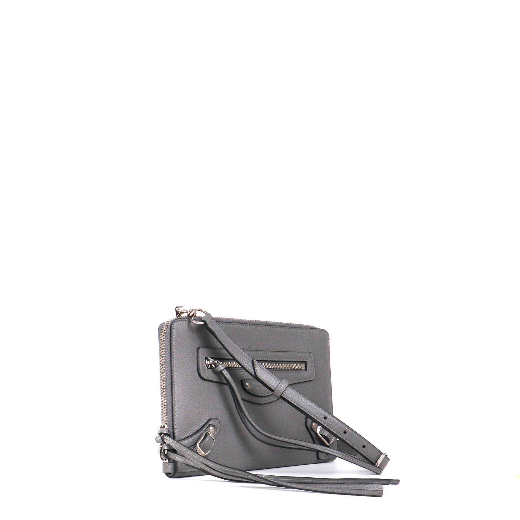 BALENCIAGA - Balenciaga nano flat Neo Classic shoulder bag in gray grained leather