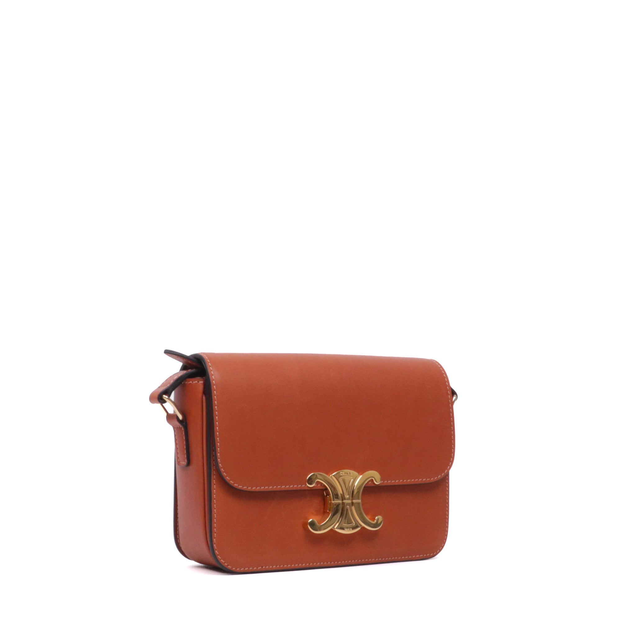 CELINE - Sac à bandoulière Triomphe Teen Céline en cuir naturel marron