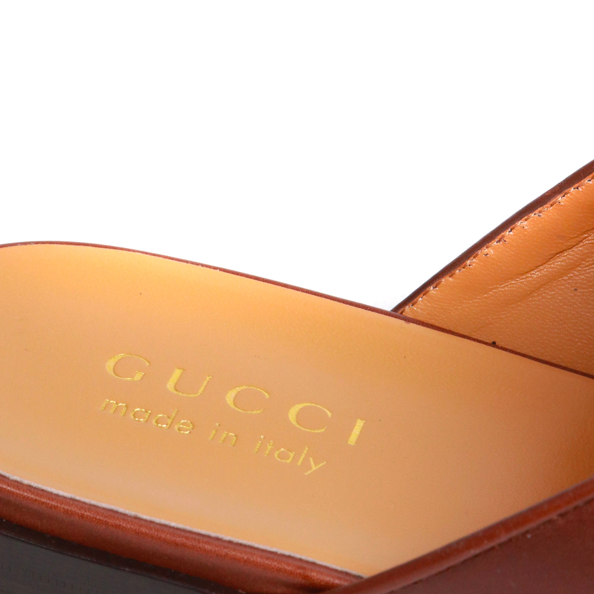 GUCCI - Mules Mors Gucci en cuir lisse marron (T42)