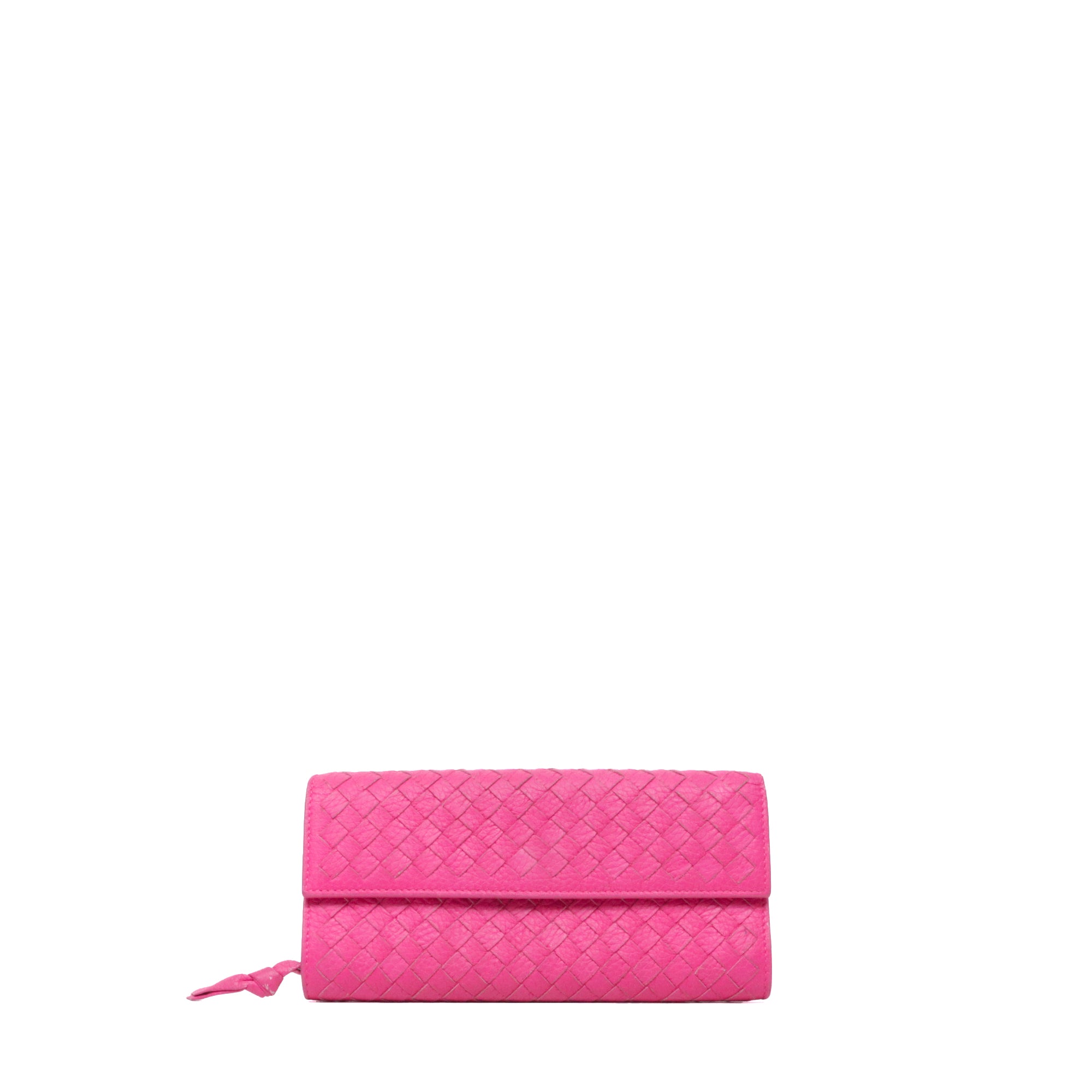 BOTTEGA VENETA - Portefeuille à rabat intrecciato Bottega Veneta en cuir rose