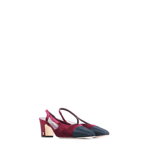 CHANEL - Sandales à talon Slingback en daim violet (T35,5)