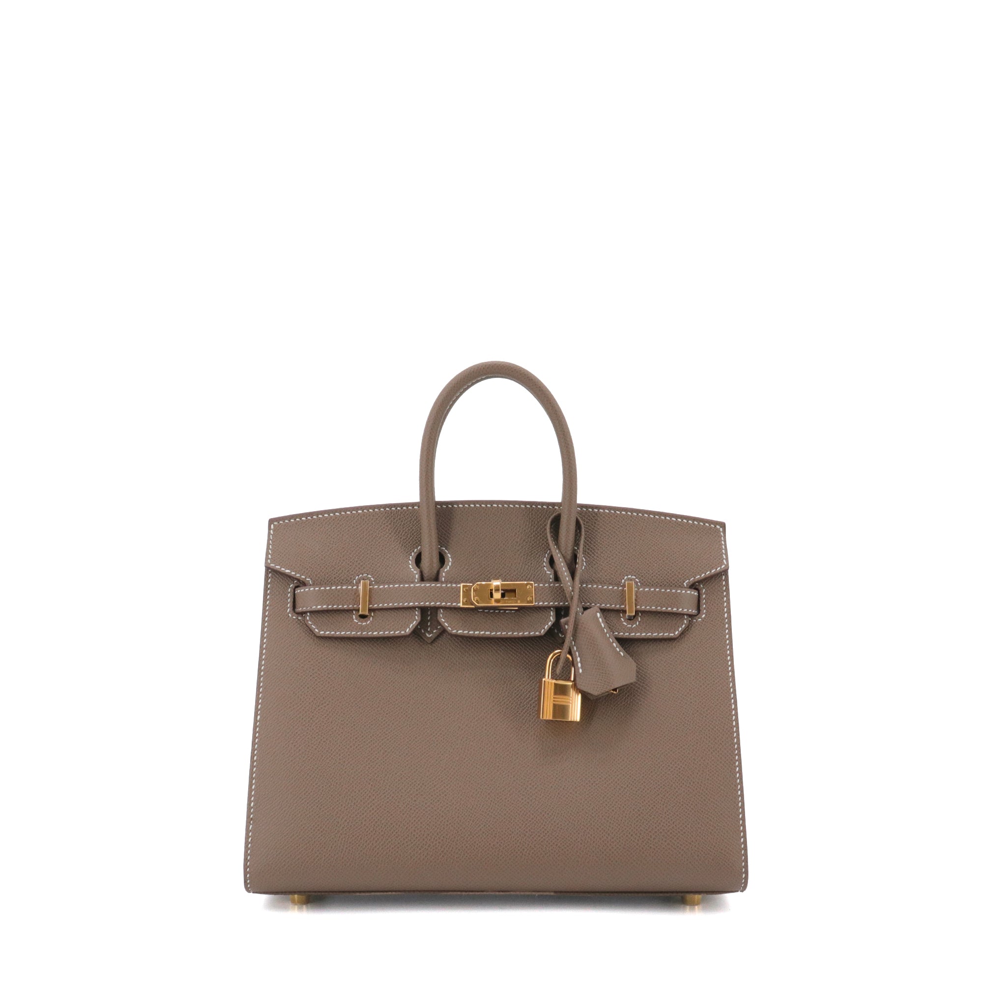 HERMÈS - Sac à main Birkin 25 Hermès en cuir epsom étoupe