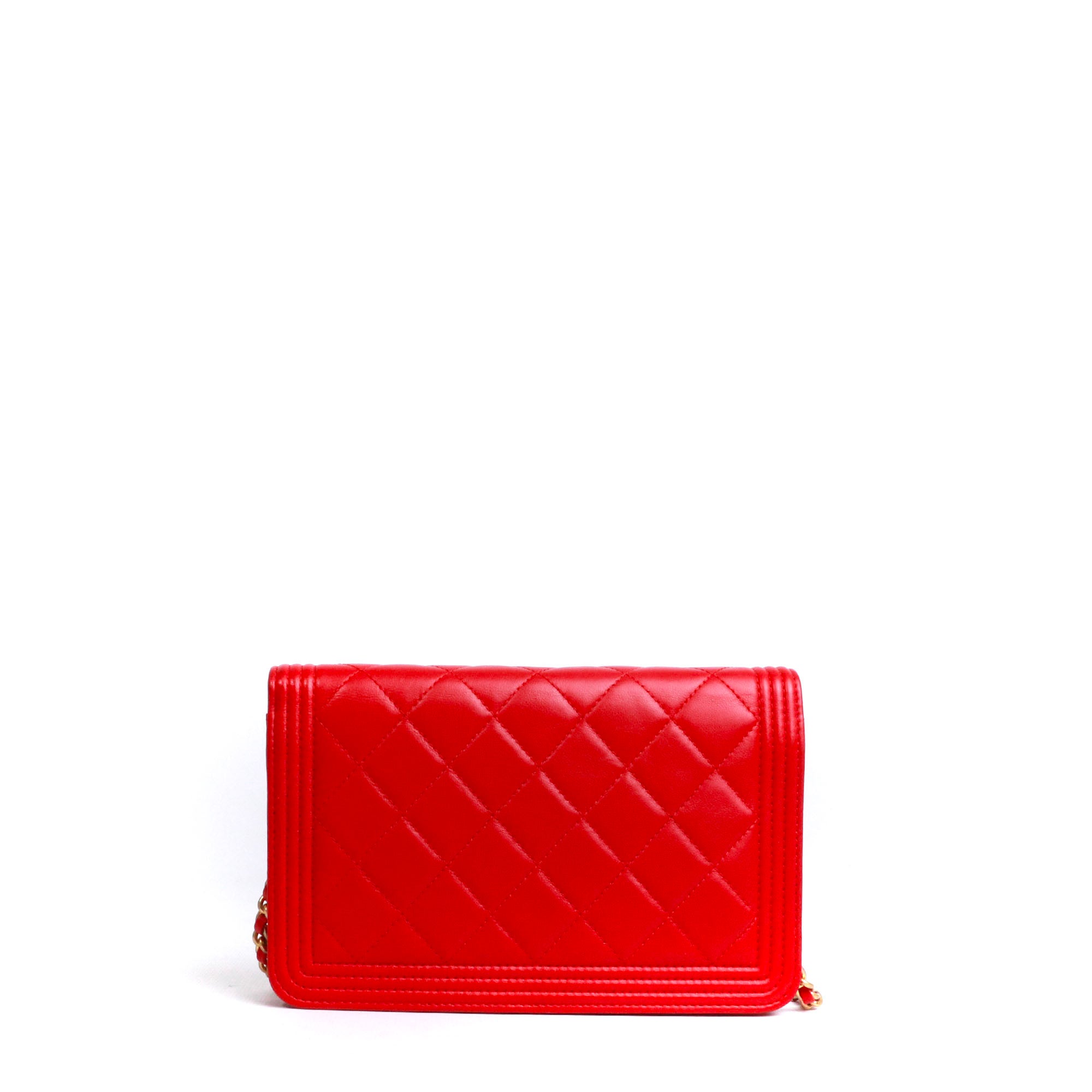 CHANEL - Sac à bandoulière Wallet On Chain Boy Chanel en cuir lisse rouge