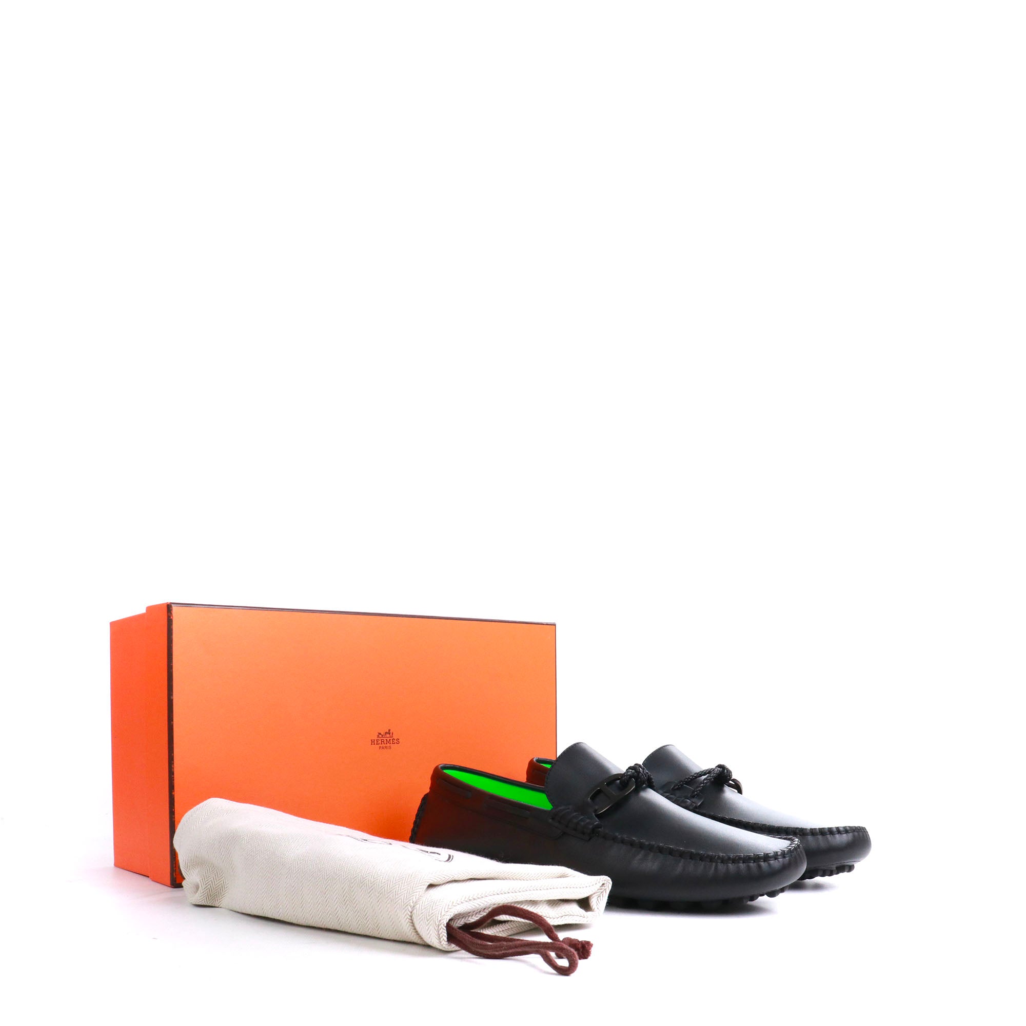 HERMÈS - Kennedy loafers in beige leather (T37.5)