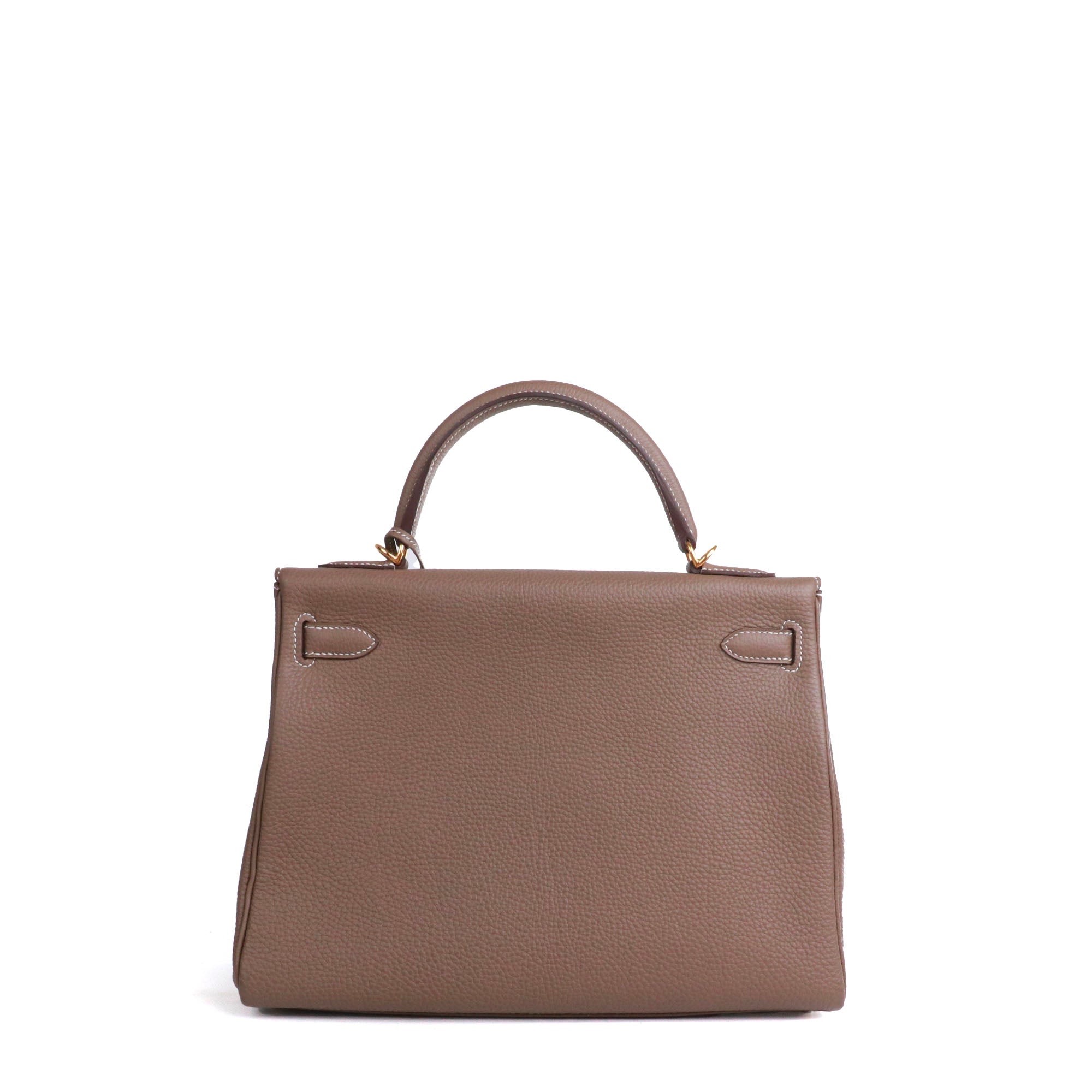 HERMÈS - Sac à main Kelly 32 Hermès en cuir togo étoupe retourné
