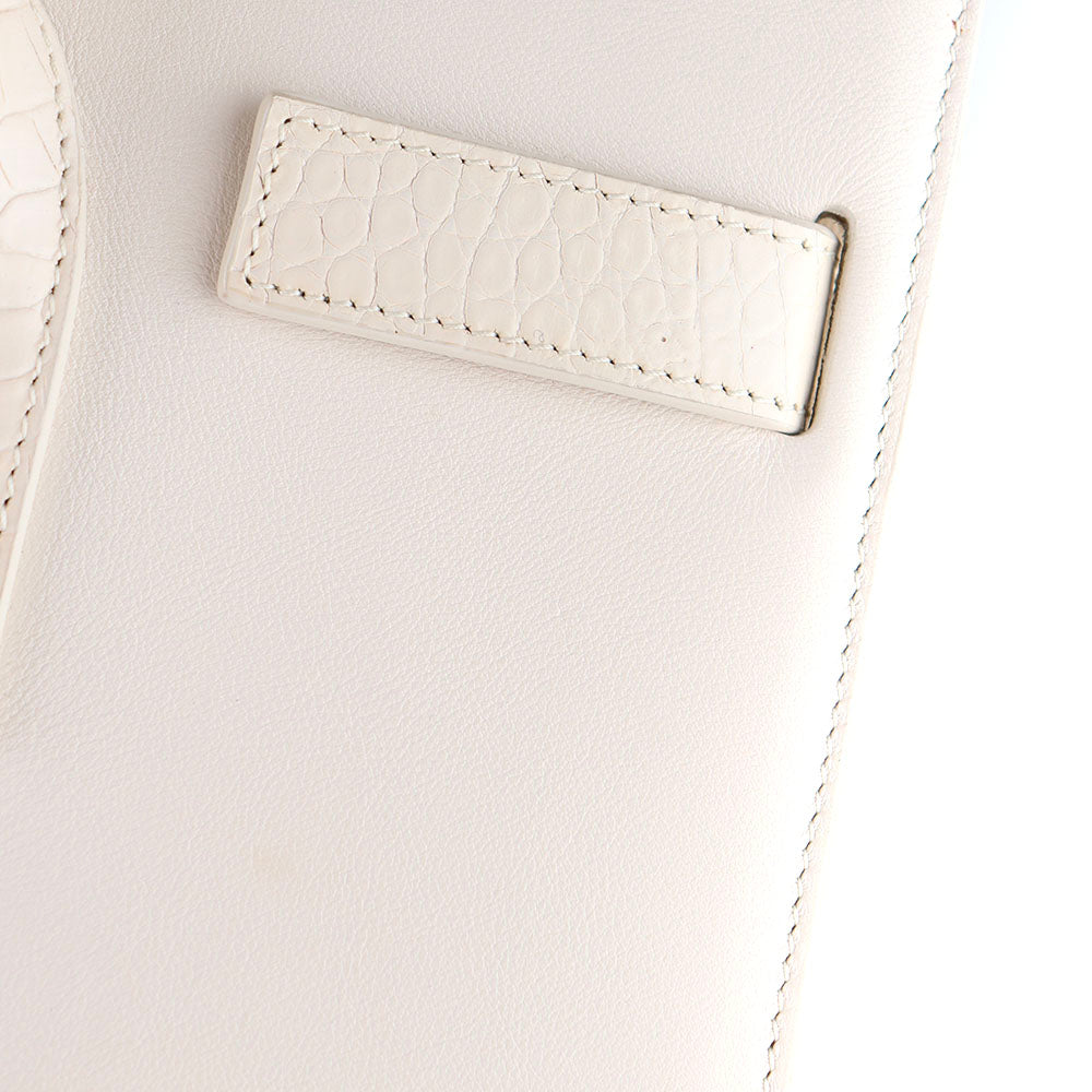 SAINT LAURENT - Sac de jour small en cuir lisse blanc