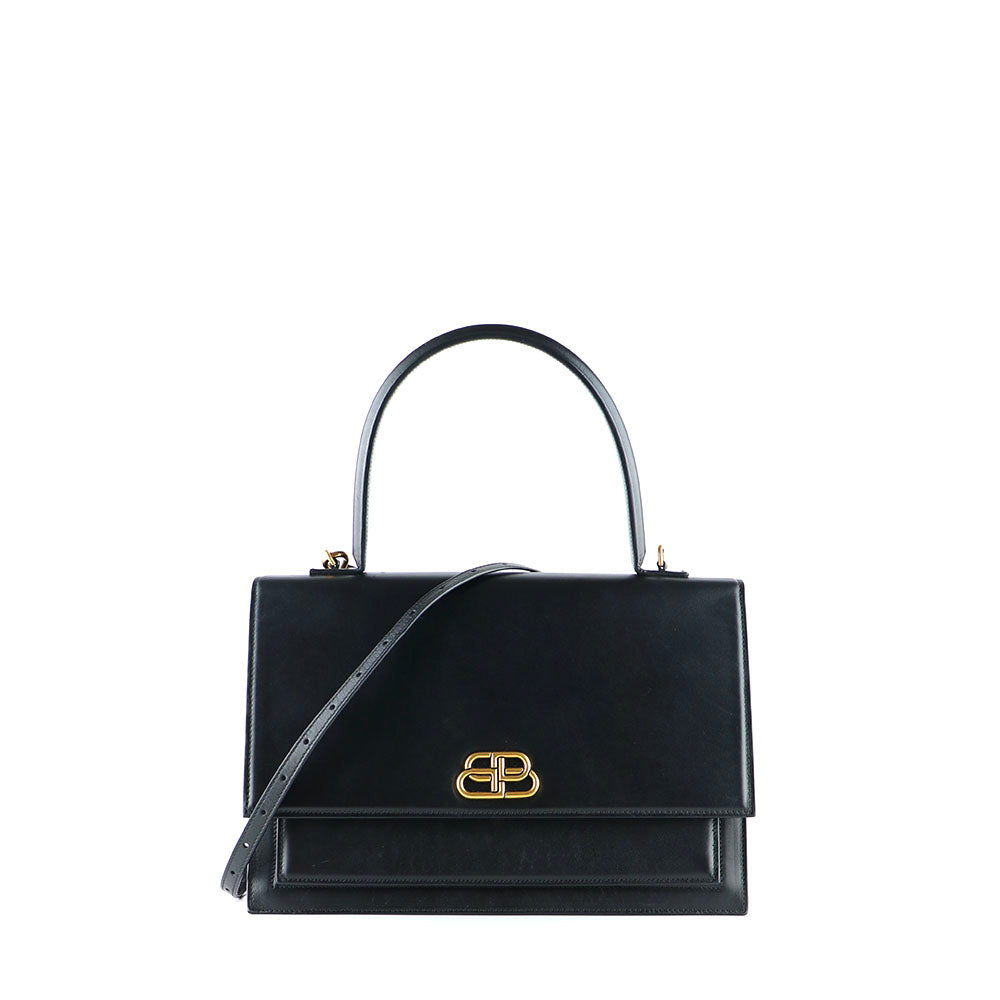 BALENCIAGA - Sac à main Sharp en cuir lisse noir