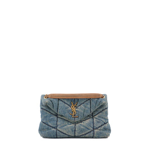 SAINT LAURENT - Sac à bandoulière Puffer small Saint Laurent en denim bleu