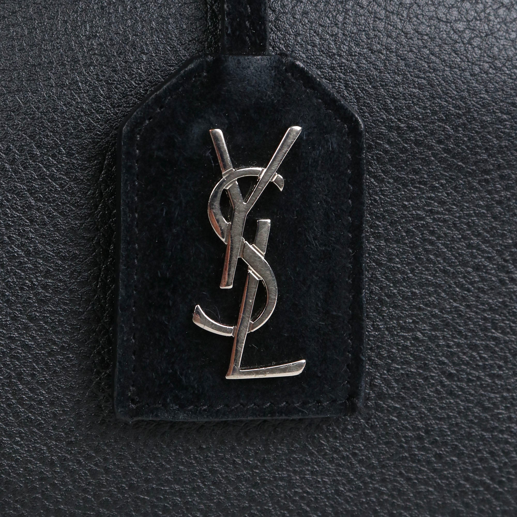 SAINT LAURENT - Sac à main Rive Gauche Saint Laurent en cuir et daim noir