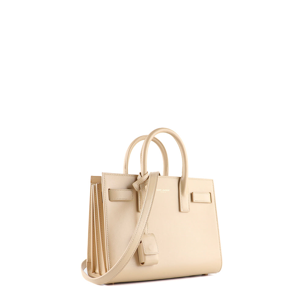 SAINT LAURENT - Sac de jour nano en cuir lisse beige