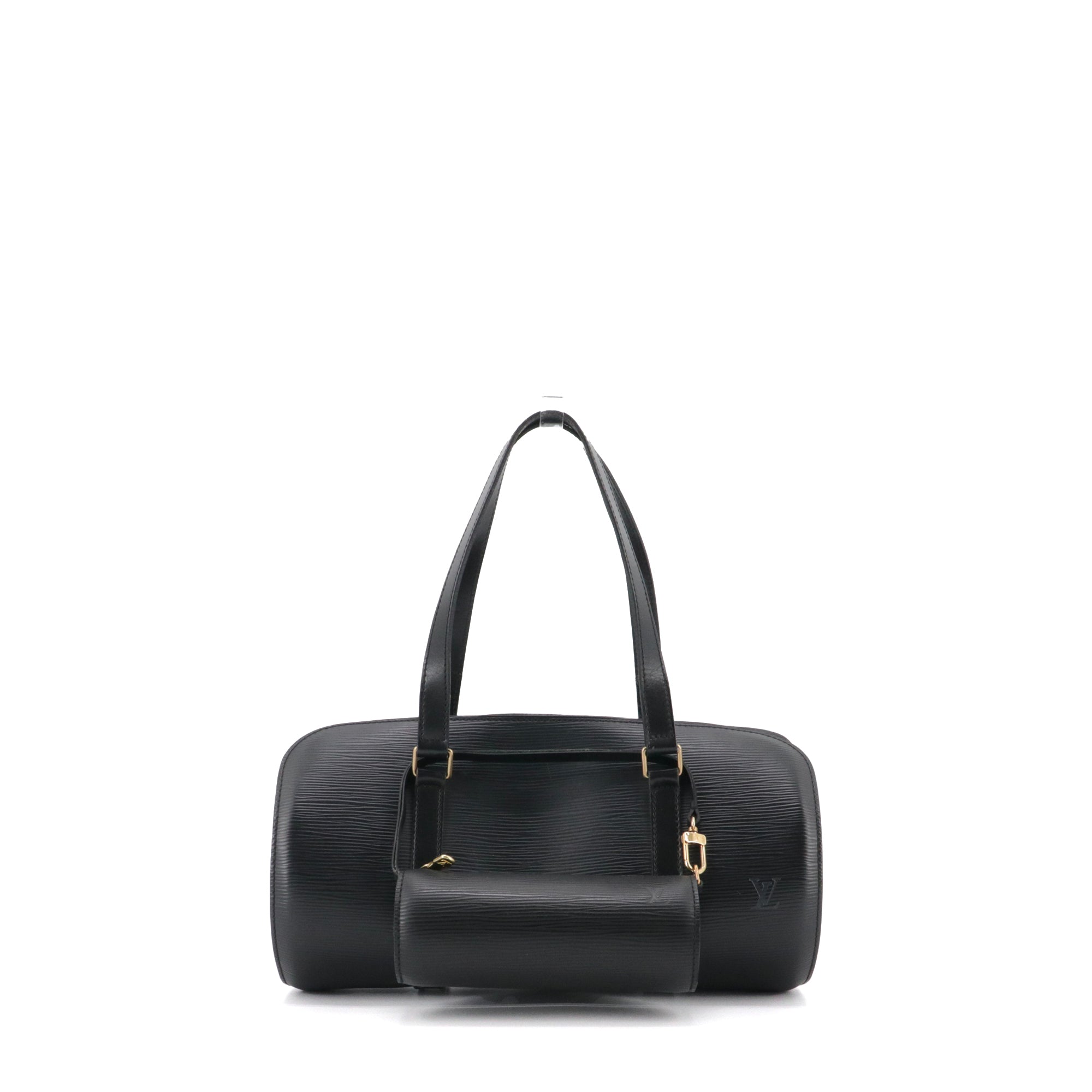 LOUIS VUITTON - Sac à épaule Soufflot Louis Vuitton en cuir épi noir vintage