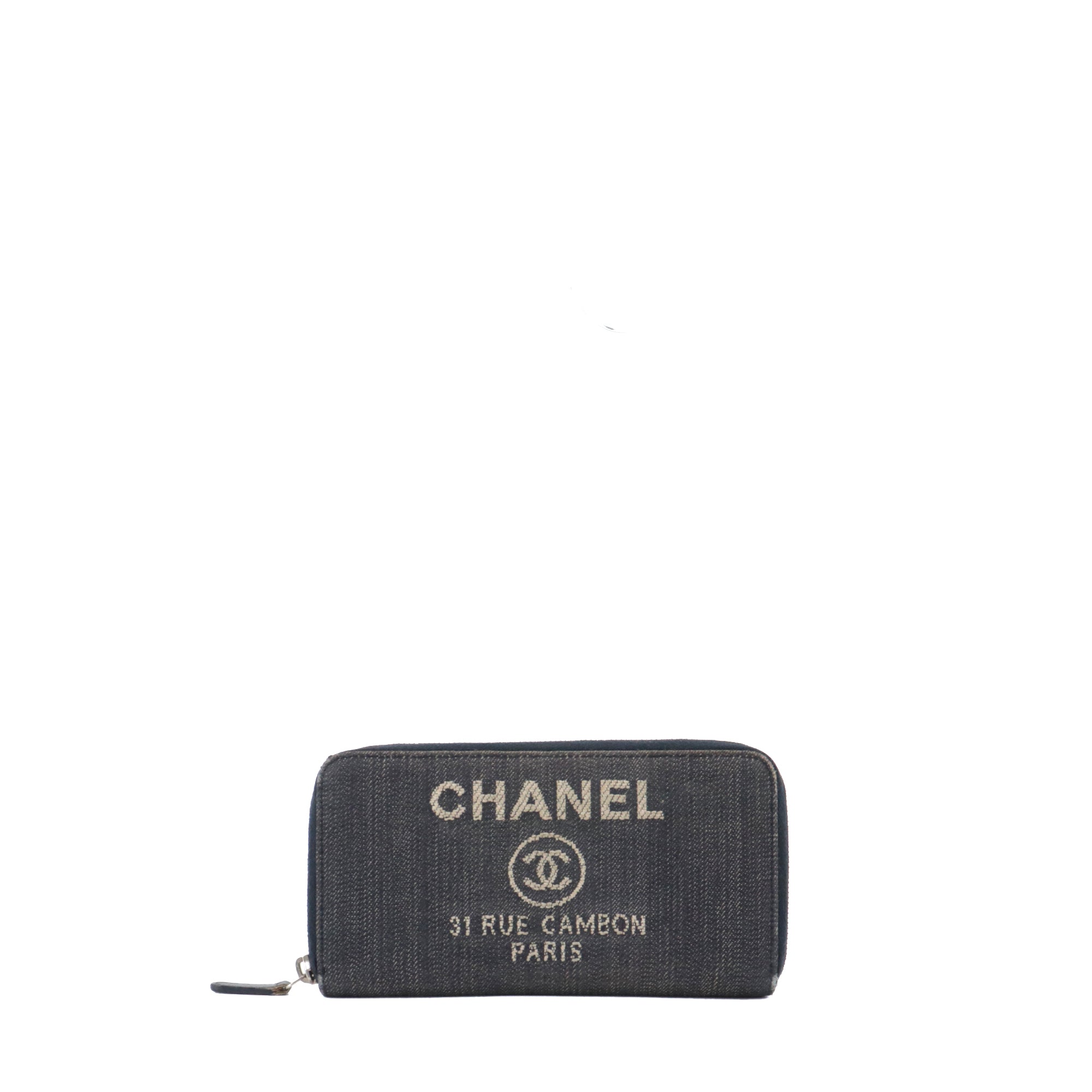 CHANEL - Portefeuille Deauville Chanel en denim bleu marine