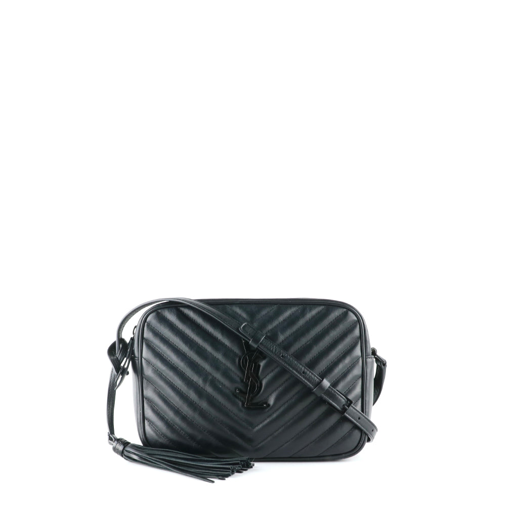 SAINT LAURENT - Sac à bandoulière Lou en cuir noir