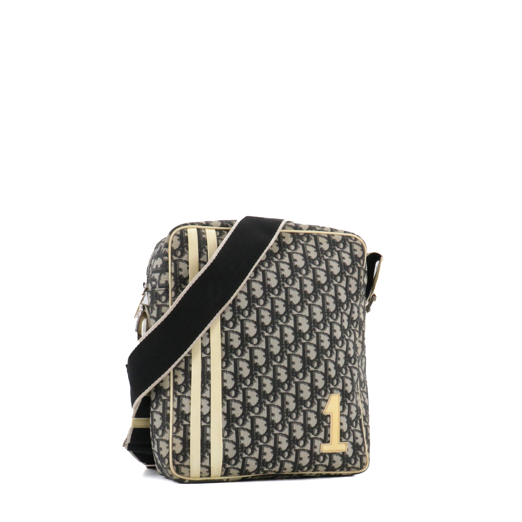DIOR - Sac à bandoulière Dior en toile noire et blanche vintage