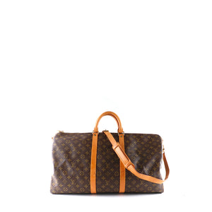 LOUIS VUITTON - Sac de voyage Keepall 55 à bandoulière en toile monogrammée vintage