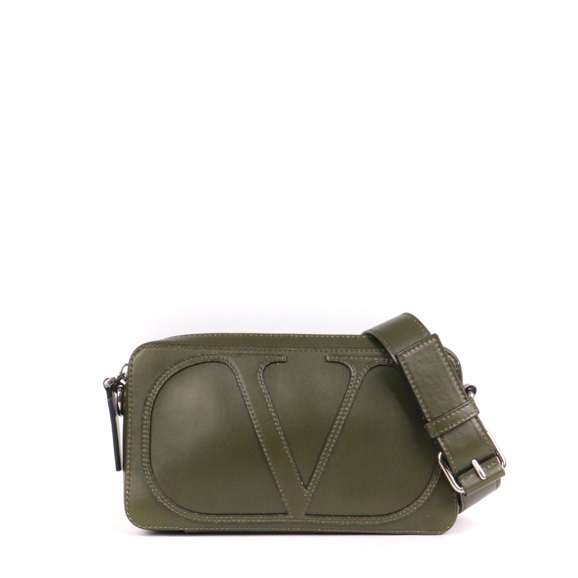 VALENTINO - VSling shoulder bag in brown grained leather