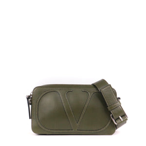 VALENTINO - VSling shoulder bag in brown grained leather