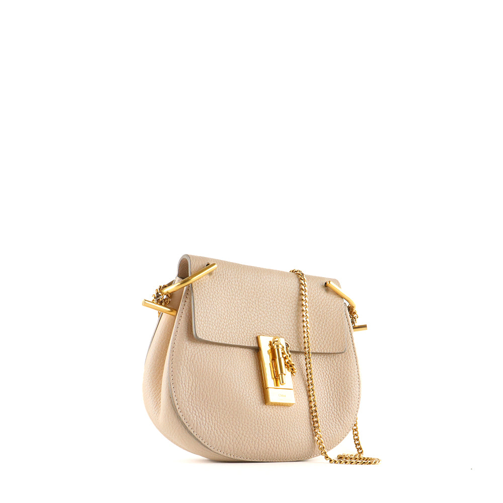 CHLOÉ - Sac à bandoulière Drew en cuir grainé beige