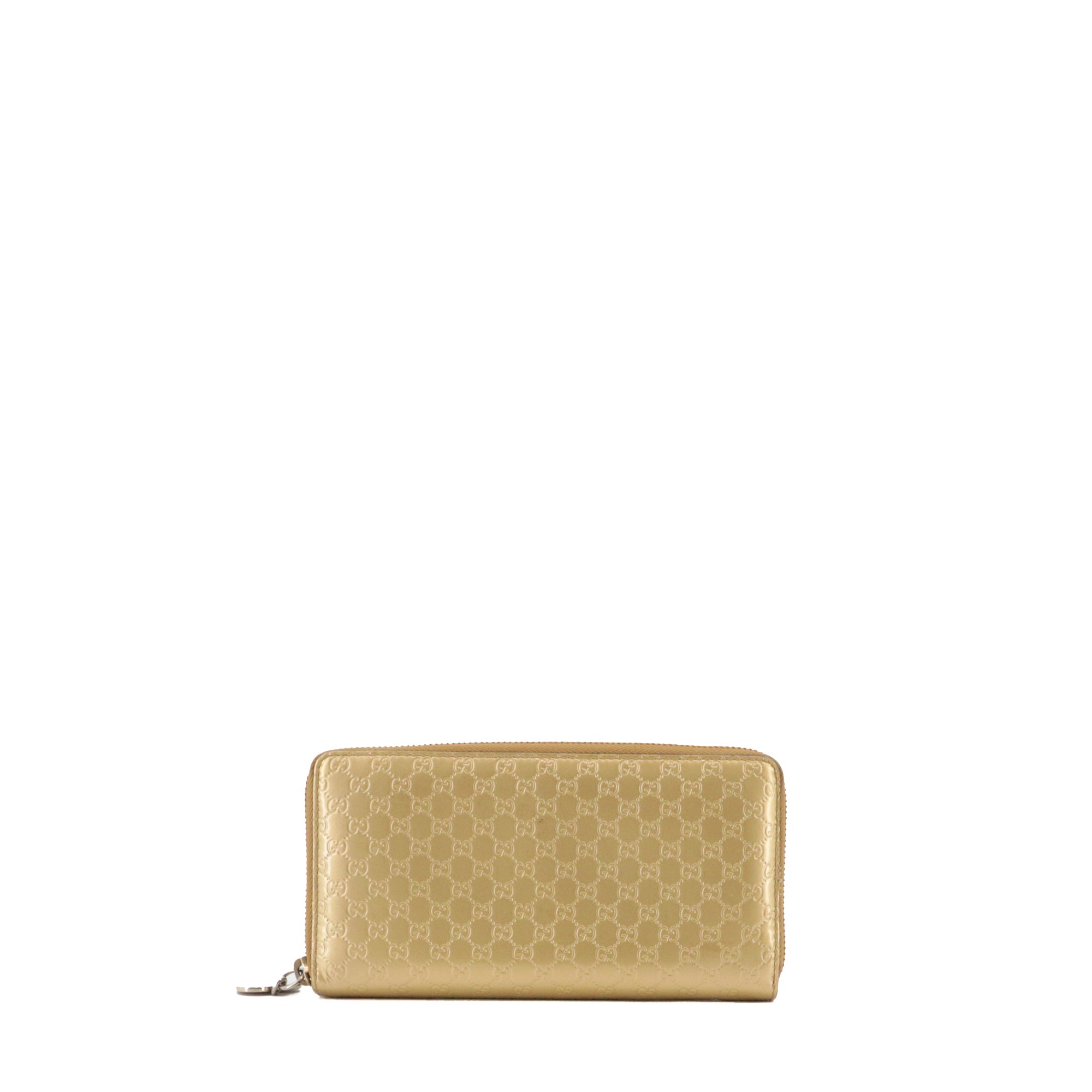 GUCCI - Grand portefeuille Gucci en cuir verni doré