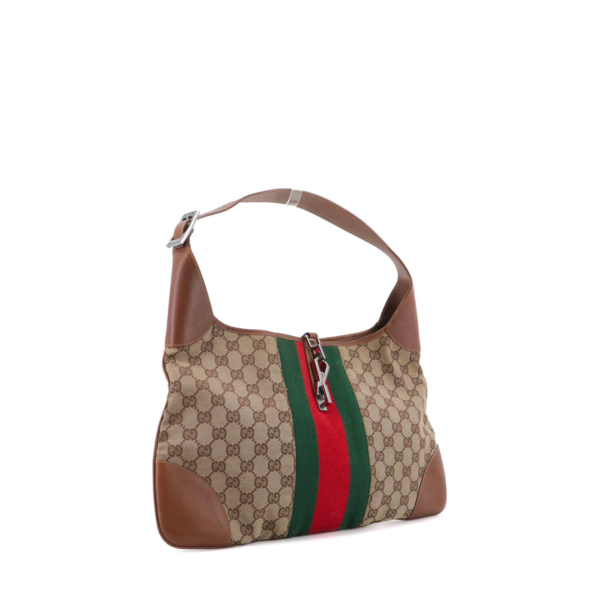GUCCI - Sac à épaule Jackie Hobo Edition Limitée 2010 Gucci grande taille en toile monogrammée et cuir marron vintage