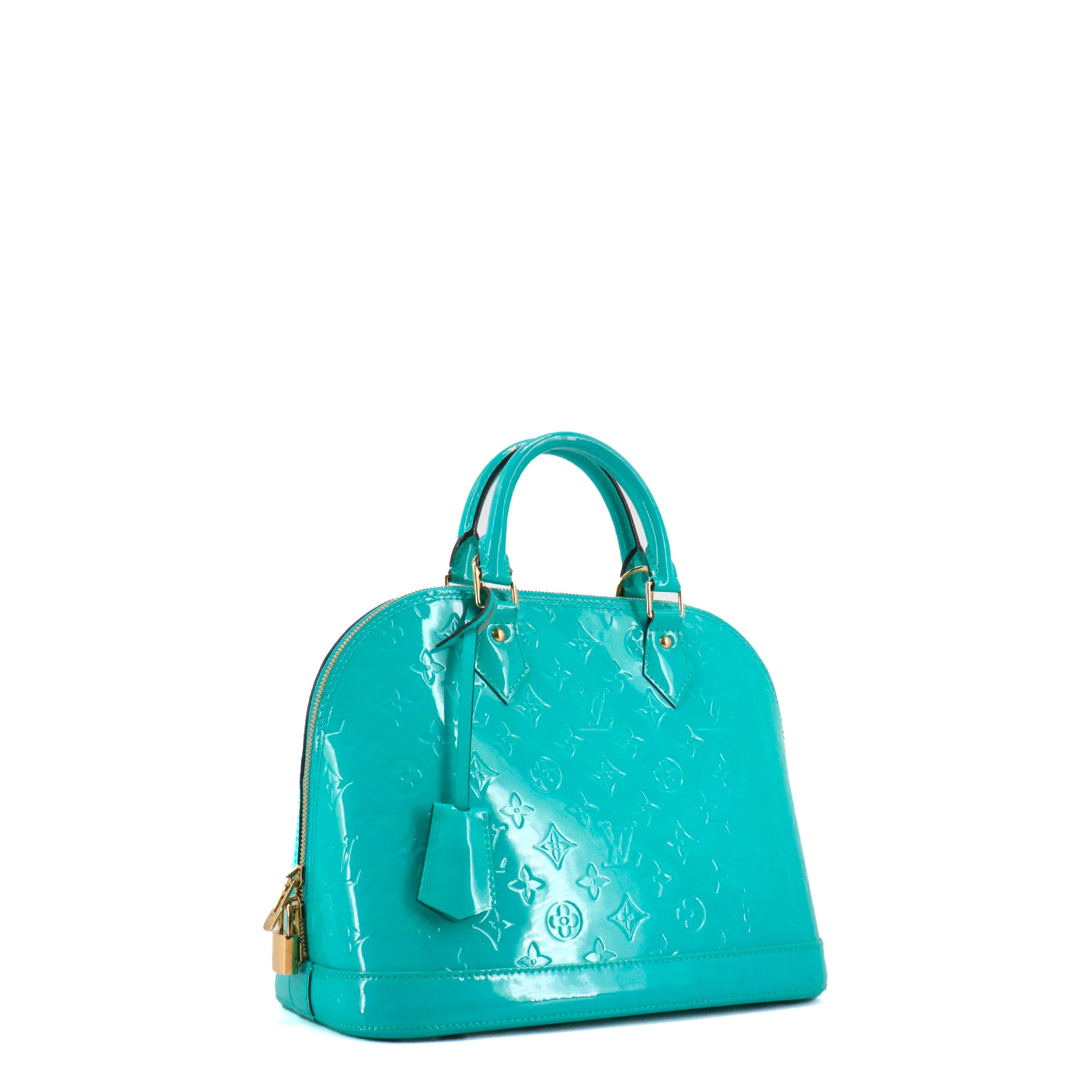 LOUIS VUITTON - Sac à main Alma PM Louis Vuitton en cuir monogrammé verni turquoise