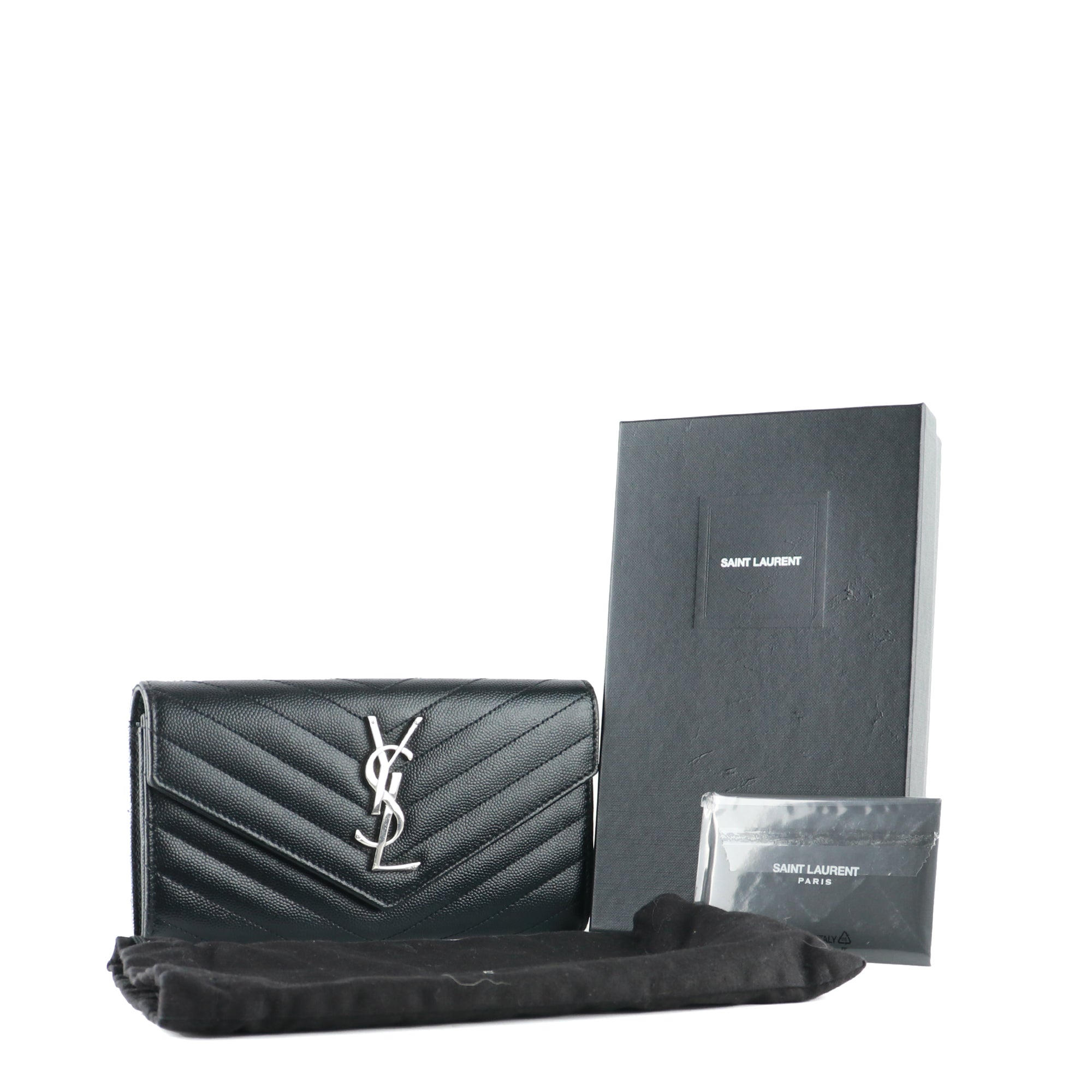 SAINT LAURENT - Grand Portefeuille Cassandre en cuir grainé