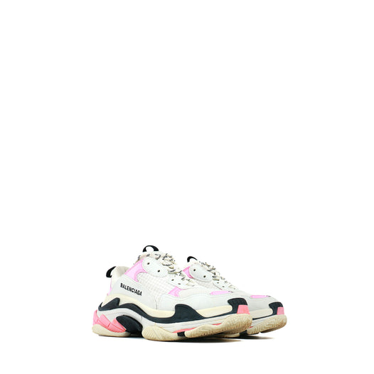 BALENCIAGA - Baskets Triple S blanches et roses (T37)